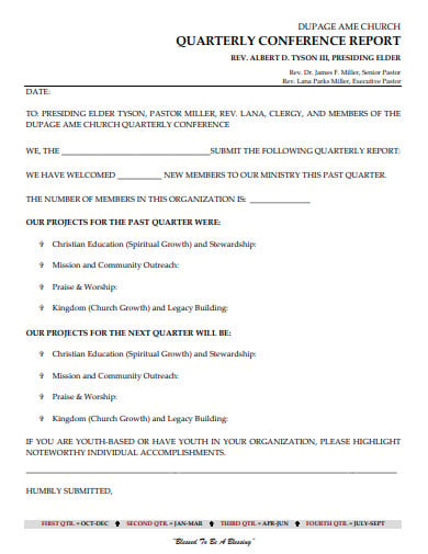 church quarterly conference report template
