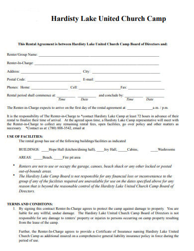 church rental agreement template in pdf