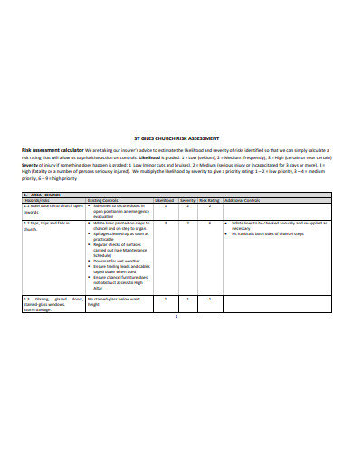 Church Risk Matrix 10+ Church Risk Assessment Templates in PDF | DOC