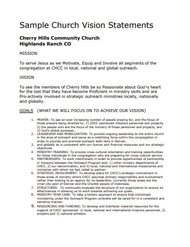 10 Church Vision Statement Templates In Pdf Word Free And Premium