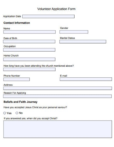 church volunteer general application form