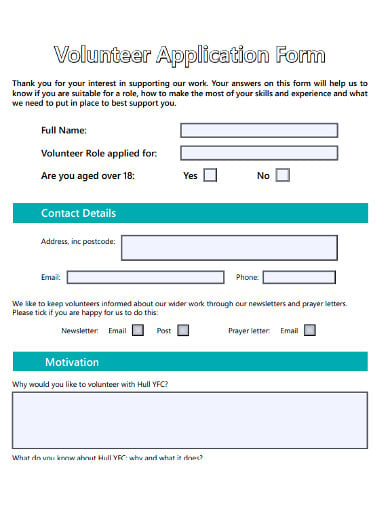 church volunteer motivation application form
