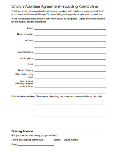 10+ Church Volunteer Agreement Templates in PDF | DOC | Free & Premium ...