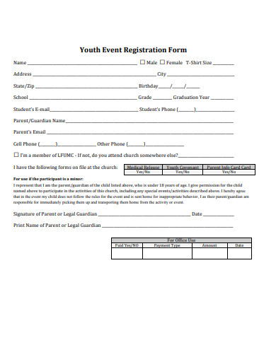 14+ Church Youth Registration Form Templates in PDF | DOC