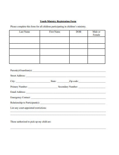 14+ Church Youth Registration Form Templates in PDF | DOC