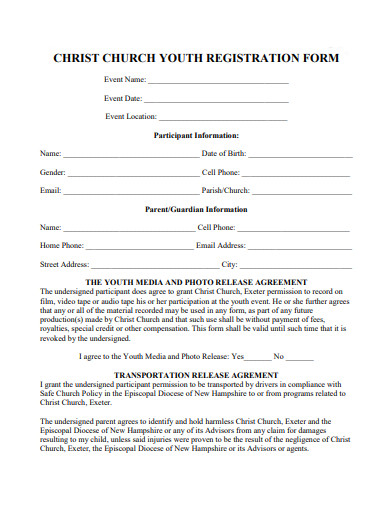 14+ Church Youth Registration Form Templates in PDF | DOC | Free ...