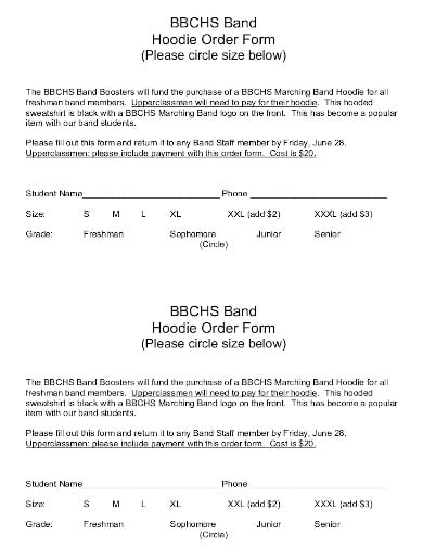 class hoodie order form template