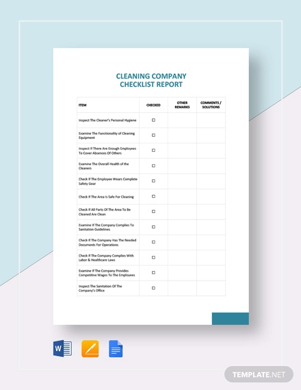 FREE 41+ Cleaning Checklist Templates in MS Word | Excel | PDF | Pages ...