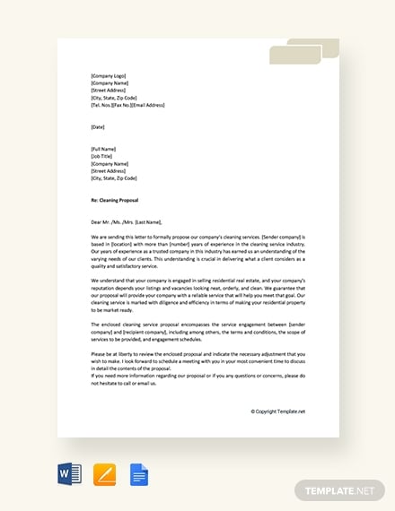 cleaning proposal letter