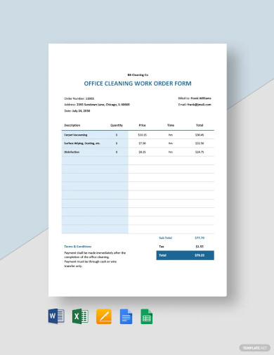 cleaning work order template