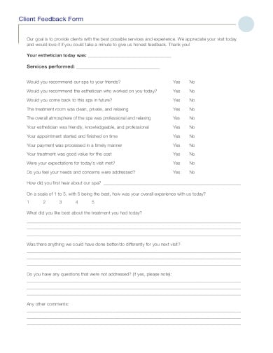 client feedback form format in pdf