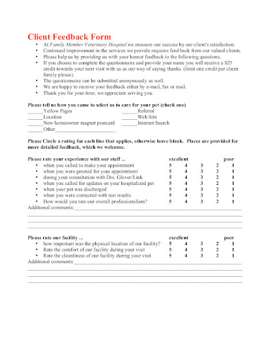 client feedback form in pdf