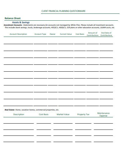 10 Financial Planning Questionnaire Templates In Ms Word Pdf Free Premium Templates