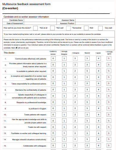 co worker multisource feedback assessment template