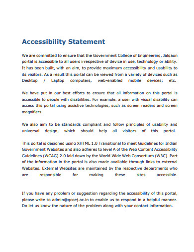 college accessibility statement