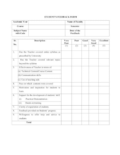 School Feedback Form Sample Best Of Document Template