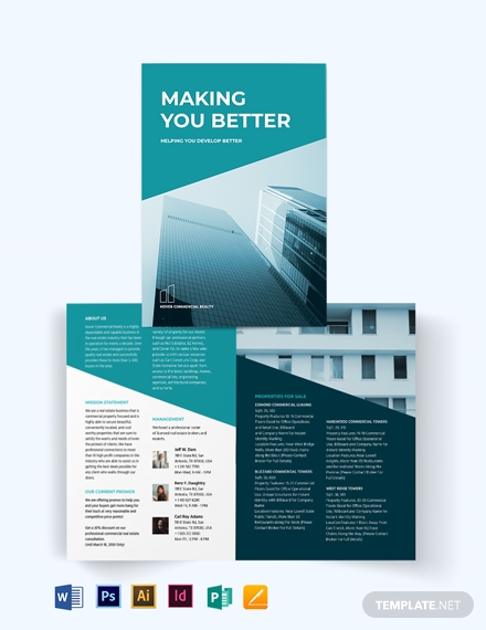 commercial lease real estate bi fold brochure