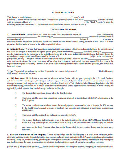 commercial real estate lease agreement template