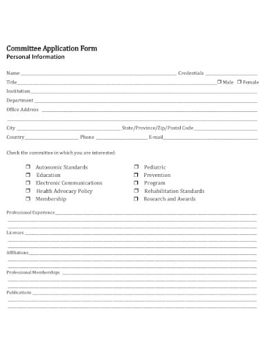 committee application form in pdf