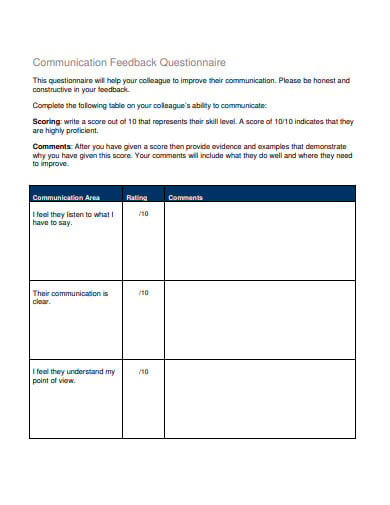 communication-feedback-questionnaire-template