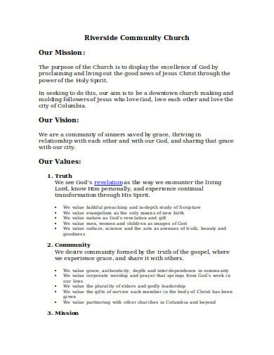community church mission statement template