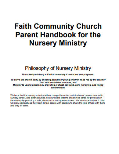 community church nursery handbook template