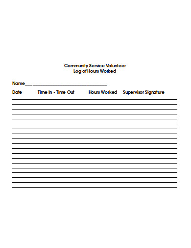 community service volunteer hours log template