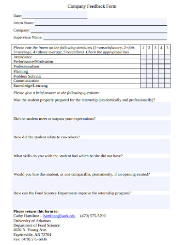 company feedback form