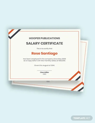 company salary certificate template