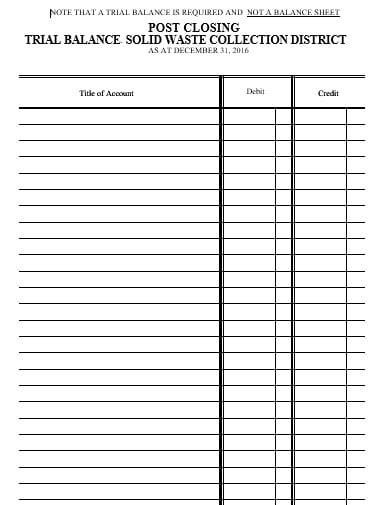 company trail balance sheet template