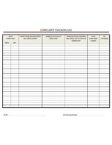 complaint-tracking-log-template