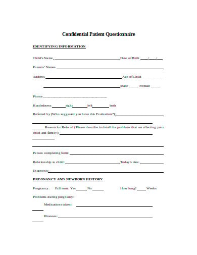 conditional patient questionnaire template