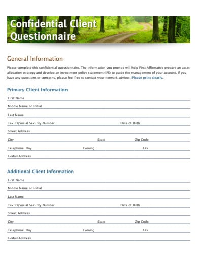 confidential-client-questionnaire-template