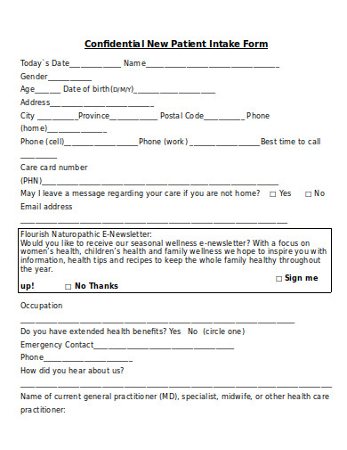 20+ Free Patient Intake Form Templates