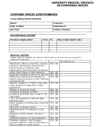 Free Medical Questionnaire Template PRINTABLE TEMPLATES