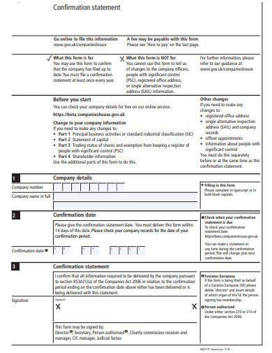 confirmation statement template