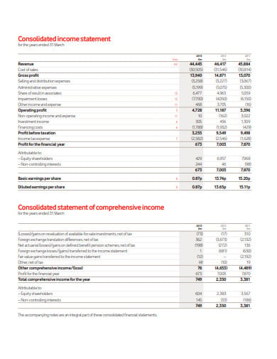 consolidated income statement template in pdf