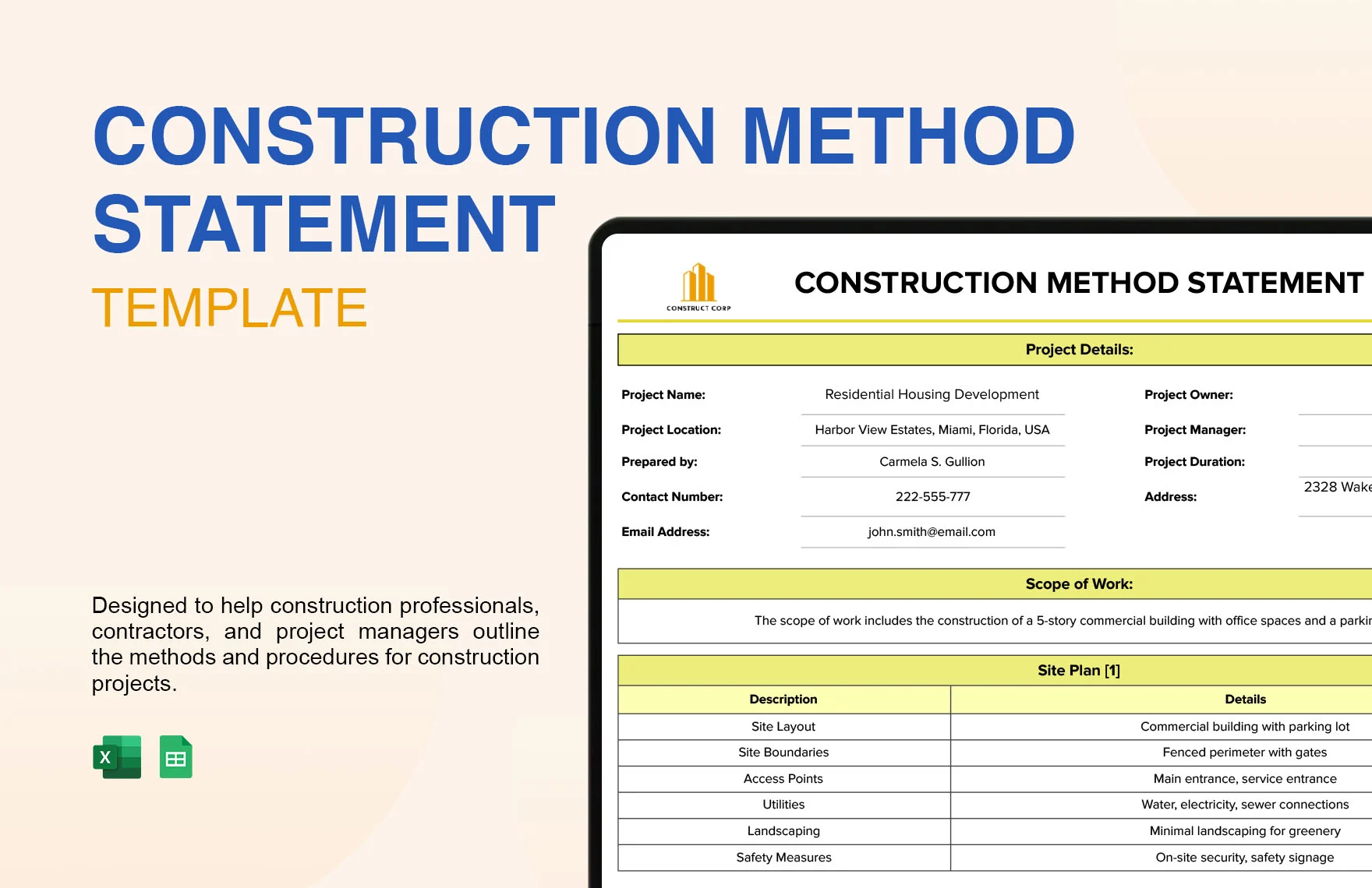construction method statement template