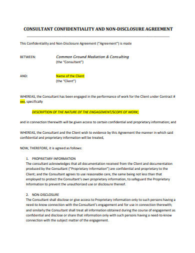 consultant confidentiality agreement