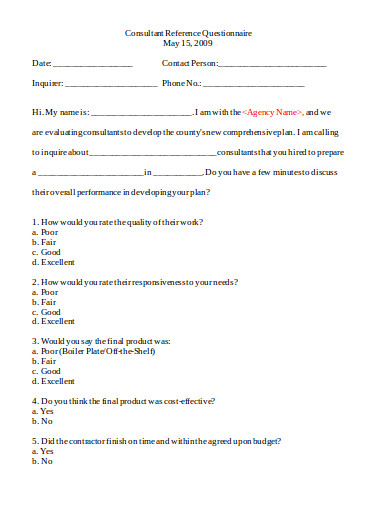 Questionner Reference Appropriate Way To Answer A Reference Questionnaire – YVOHE