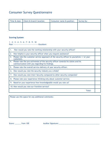 13+ Consumer Questionnaire Templates in PDF | DOC