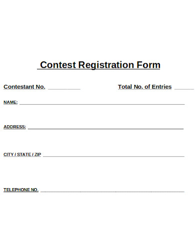 FREE 10  Contest Registration Form Templates in MS Word PDF