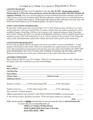 contest and state convention registration form