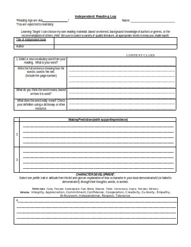 FREE 20+ Independent Reading Log Templates in Google Docs | PDF | MS ...