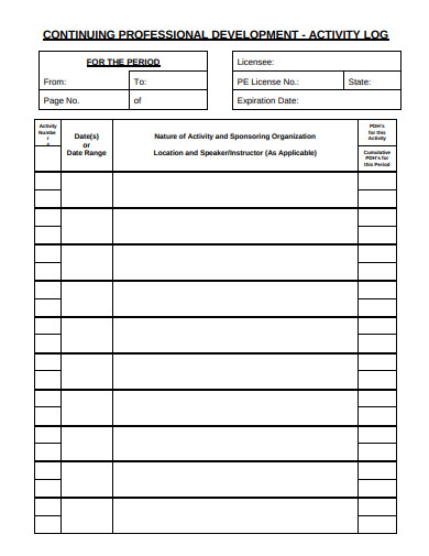 continuing professional development log example