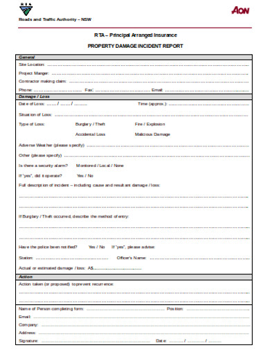contractor damaged incident report form