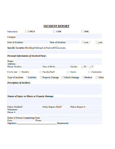 contractor personal information incident report form