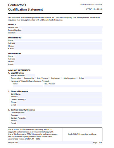 14+ Contractor Qualification Statement Templates in PDF | DOC