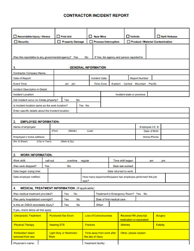 contractor safety incident report form