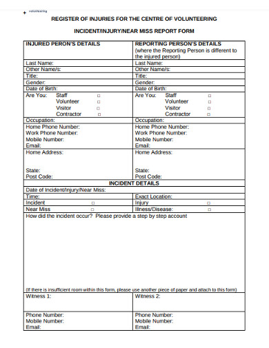 contractor volunteering incident report form